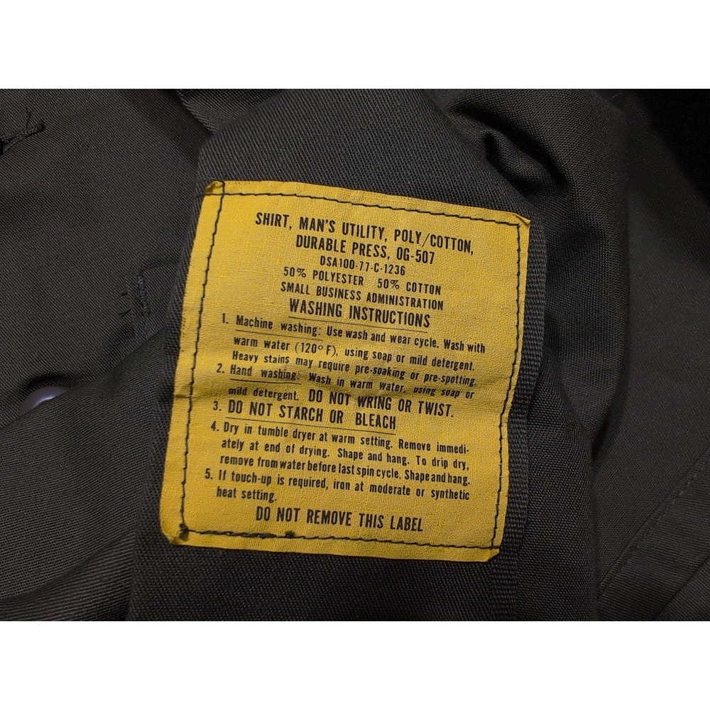 Vintage 1970s US Military Long Sleeve Utility Shirt 8405-00-615-0026 15.5 x 33 - Picture 3 of 9